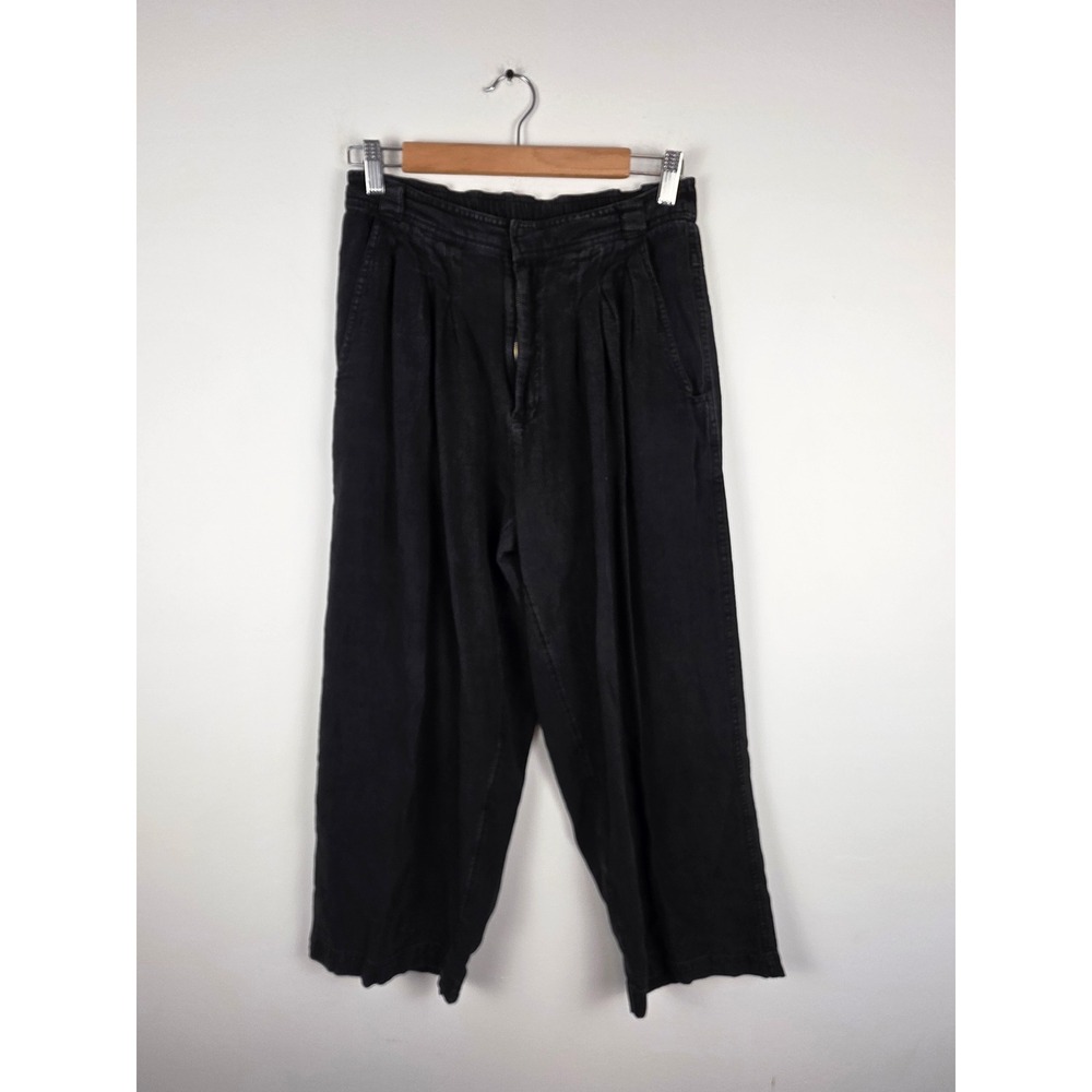 Free People Black Wide-Leg Cropped Pants